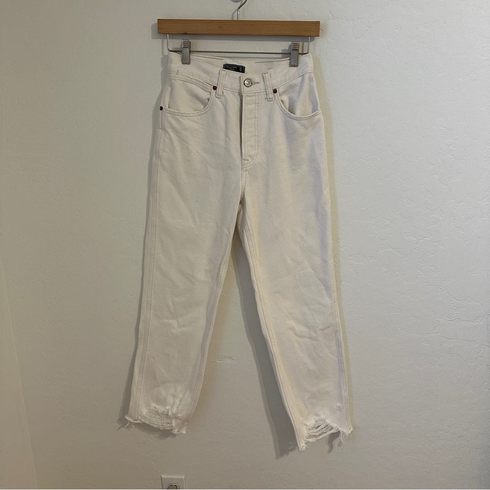 Abercrombie & Fitch‎ High Rise Vintage Straight Jeans in Bone Size 0/25